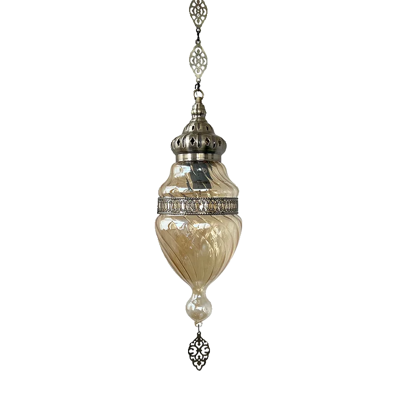 

Light brown handmade glass Moroccan bed and breakfast restaurant cafe hotel bedroom bedside chandelier