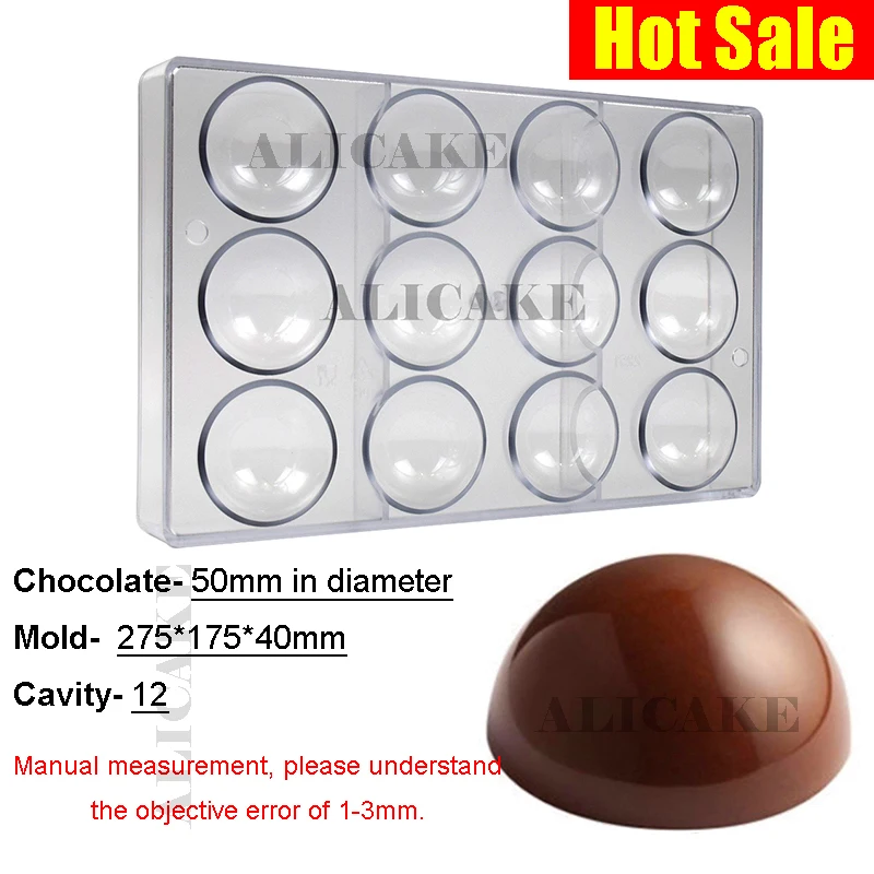 3D Chocolate Hemisphere Molds Sphere Polycarbonate Professional Mold for Confectionery Cake Chocolate Moulds Baking Pastry Tools