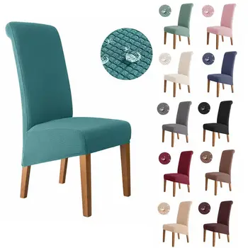 Artı Boyutu Su Geçirmez Yemek Odası Sandalyesi Yüksek Geri Büyük Mutfak Masası Sandalye Kılıfı Ziyafet Ev için Ayarlanabilir Koltuk Örtüsü Kapakları