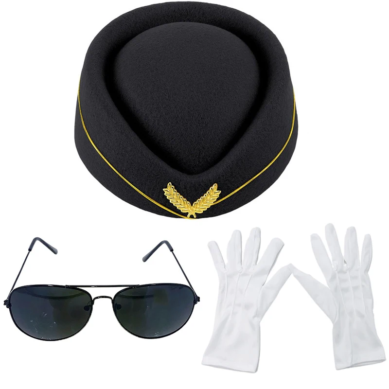 3 stücke Stewardess Hut Baskenmütze Hut Frauen Stewardessen Hut Party Cosplay Formale Uniform Kappen Zubehör Party Hüte Kostüm – Detail 5