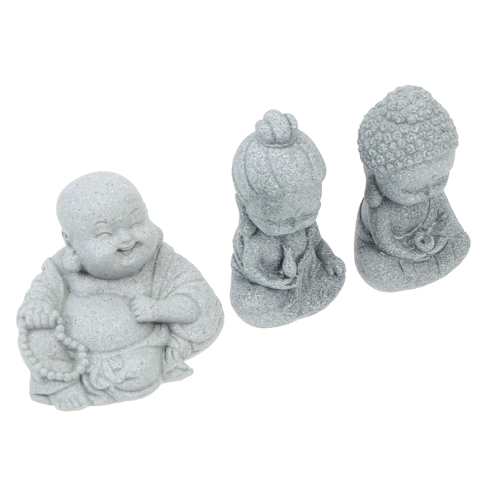 

3Pcs Buddha Sculpture Sandstone Craft Creative Design Mini Landscape Ornament Light Grey Desktop Decorative Statue Home Decor
