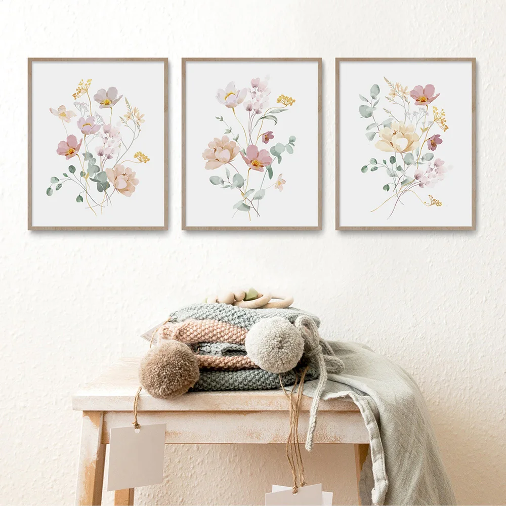 Watercolor Wildflower Flower Poster Colorful Floral Prints Plant Wall Art Canvas Painting Wall Pictures for Living Room Decor
