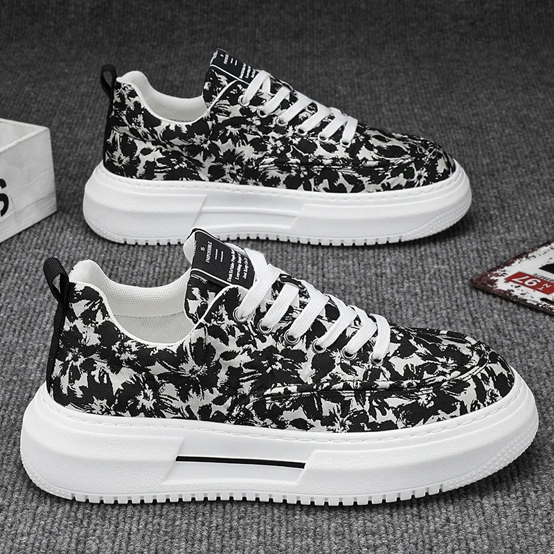 

Модная парусиновая мужская обувь, толстая подошва с тиснением 3D, тканевый верх, мягкий носок, противоизносная, повседневная спортивная обувь