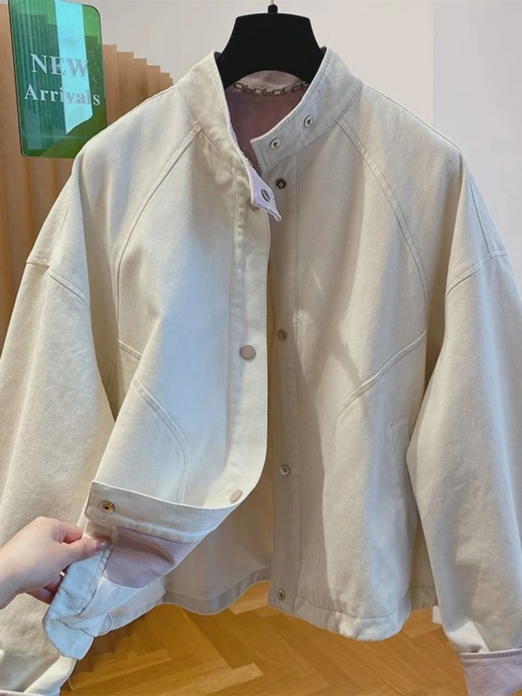 Faionable ort طوق عارضة الدنيم Jaet المرأة ربيع الخريف جديد Sle حجم صغير تصميم عصري زر حتى معطف السيدات