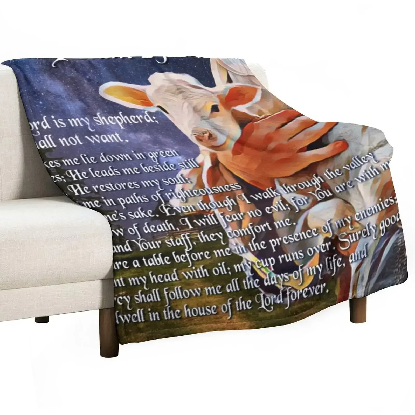 Psalm 23 Bible Verse Throw Blanket Sofa Quilt Furrys Blankets