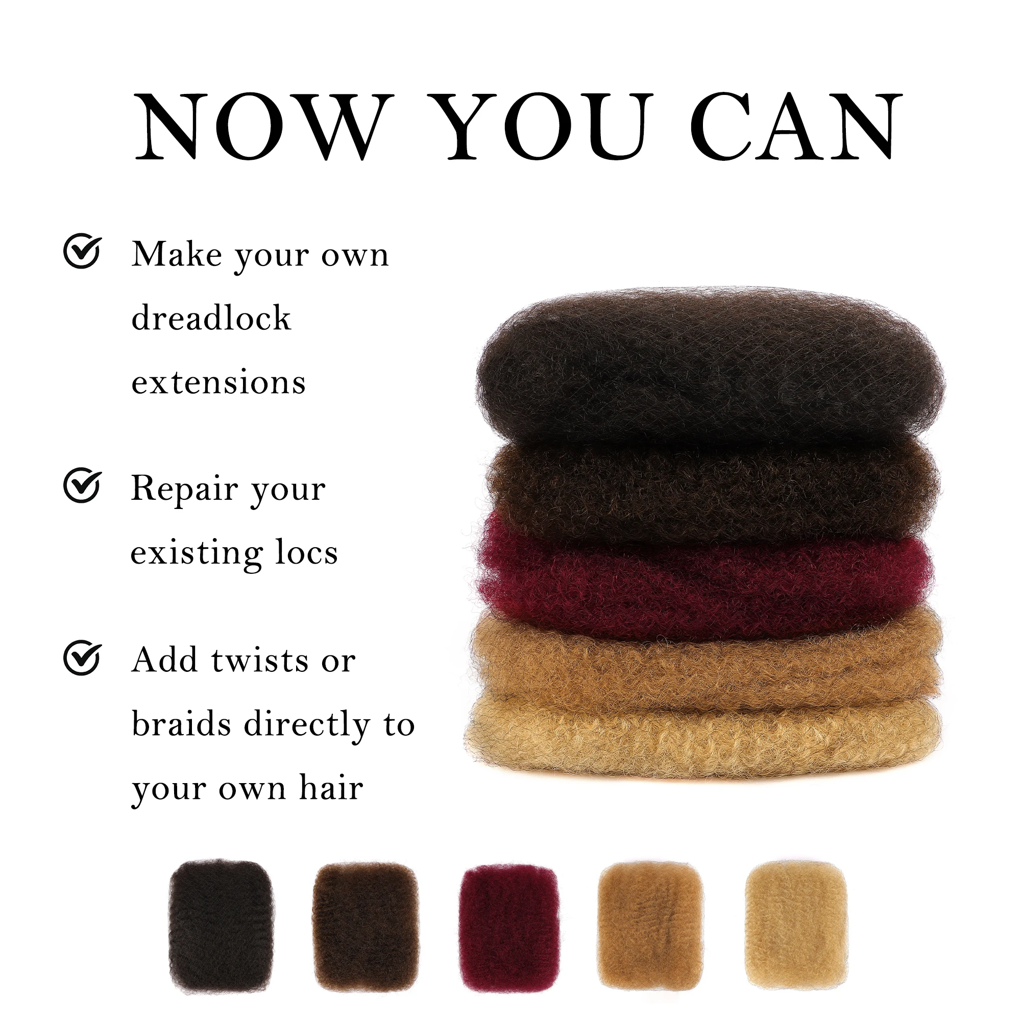 レミーの髪-アフロ-編み込み用の縮れたバルクの人間の髪の毛,自然な色の三つ編み,よこ糸のないドレッドヘア,かぎ針編みのバルク,1パック,1個あたり50g