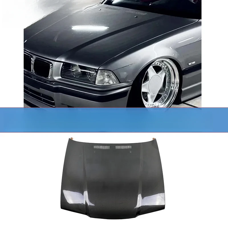 High Quality Carbon Fiber Front Engine Hood Bonnet Replacement Cover Fit E36 1991-1998 Car Exterior Mod Parts