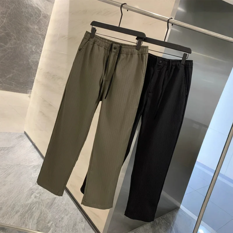 

Original Design Autumn New Loose Fit Men's Casual Pants Breathable Anti-Wrinkle Elastic Folded Texture Long Trousers Polyeste...