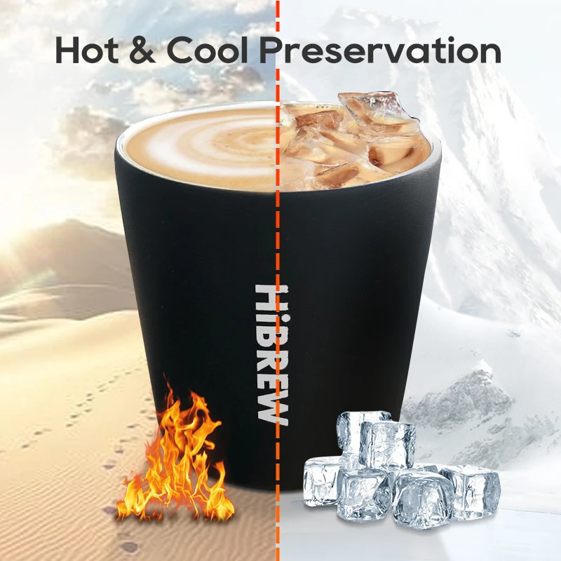 HiBREW Portable Hanging Ear Style Coffee Thermal mug Foldable filter Stainless steel double wall