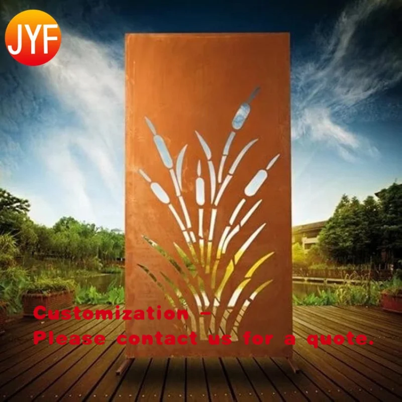 

custom.EL245 Outdoor Privacy Corten Steel Screens Metal Screen Garden Drainage Mesh Hole Laser Cutting Screens