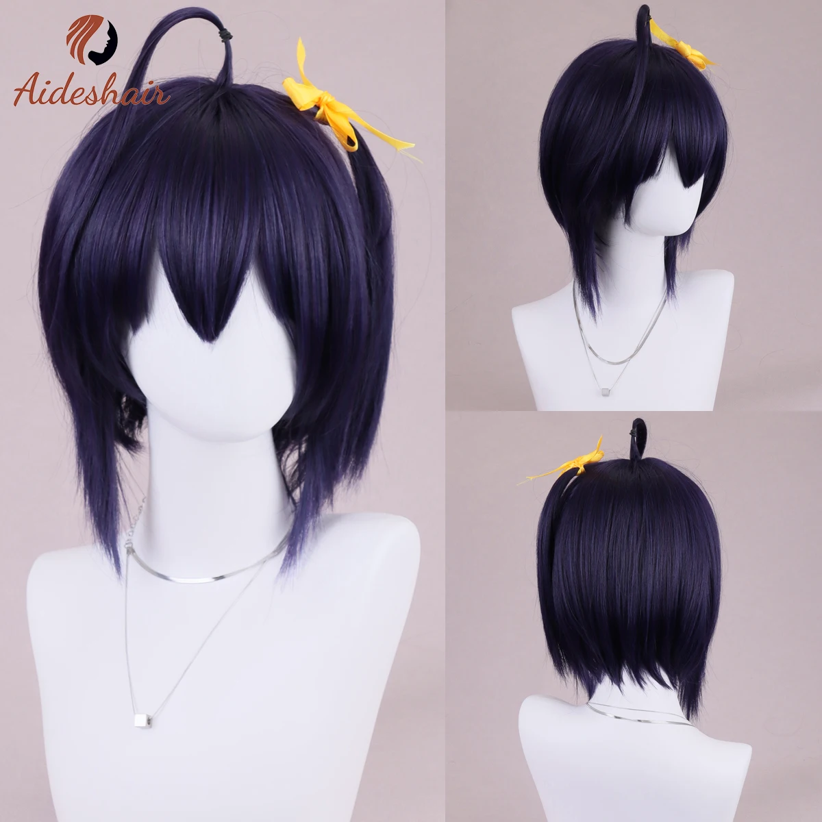 

Middle two disease also want to fall in love bird swim six flowers Blue purple-black hair band cos synthetic wig (12 inches)