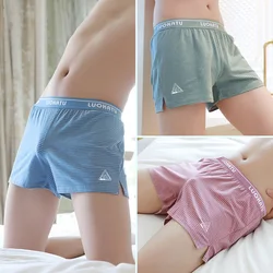 Loose Cotton Briefs Men Boxer Shorts Comfortable Summer Large Size M-3xl Home Sleeping Shorts Boxer Shorts Trend Striped Multi-c