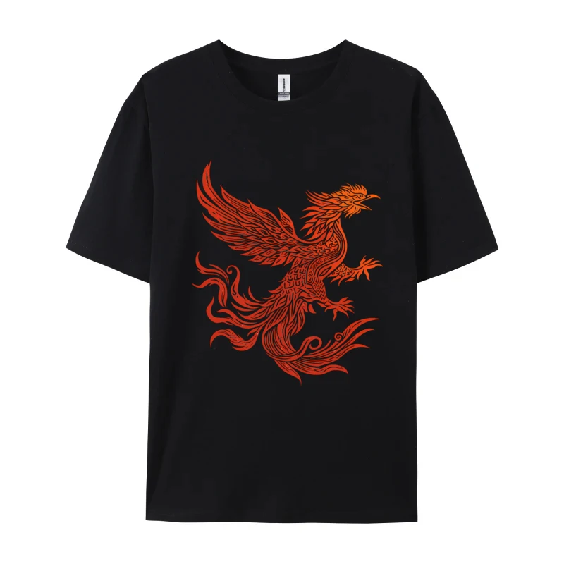 Silhouette Of Red Bird In Flight T-shirt Fashion Camisa Tshirts Crewneck Cotton Tops Shirt for Men T Shirts Thanksgiving Day