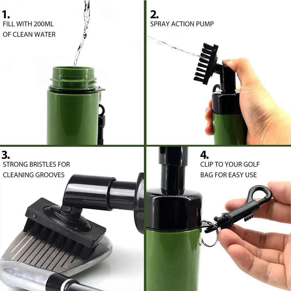 Golf Club Groove Cleaner Brush With Leakproof Spray Bottle Automatic Water Professional Golf Cleaning Kit Portable Golf Tools