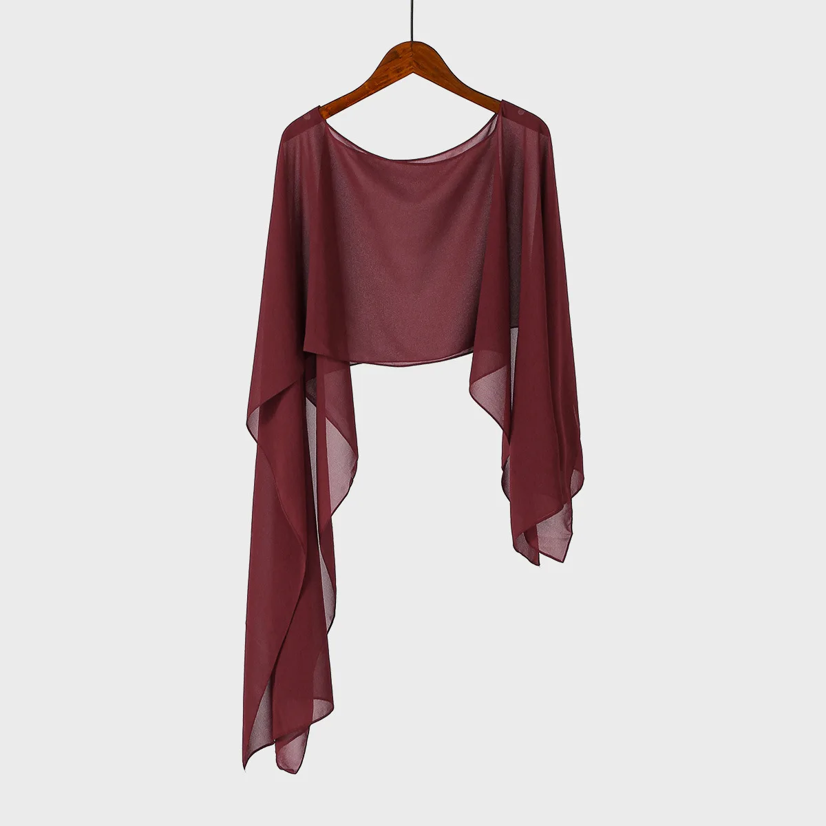 Solid Chiffon Cape Shawl Summer Thin Pullover Loose Flowy Sheer Poncho Wrap Coverup Fashion Breathable Sun Protection Women Top