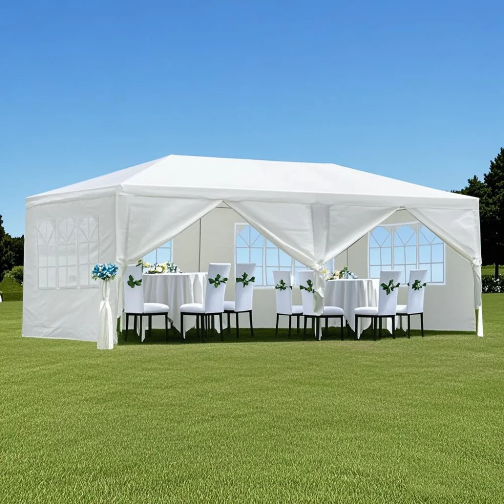 10x20 Ft Outdoor Garden Gazebo/wedding Party Tent Tent with 6 Removable Sidewalls To Meet Various Needs, Easy To Pack, Waterproof and UV Resistant.