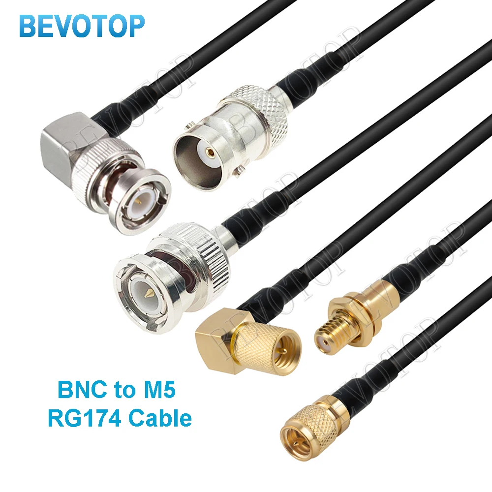 1PCS BNC Male to M5 Microdot Compatible Male 10-32 UNF Vibration Acceleration Sensor Test Pigtail RG174 Cable