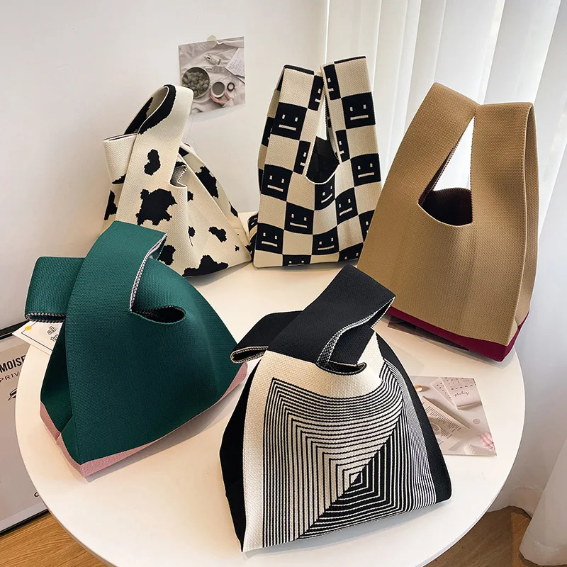 Cute girls' bags, Korean style bags, girls' bags, versatile knitted bags, handbags, tote bags, bucket bags, and tote bags