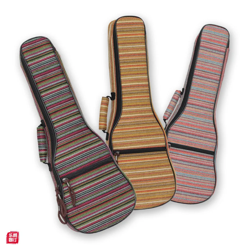 Ukulele Bag Case Soprano Concert Tenor Backpack 21 23 24 26 Inch Ukelele Stripe Mini Guitar Accessories Parts Gig