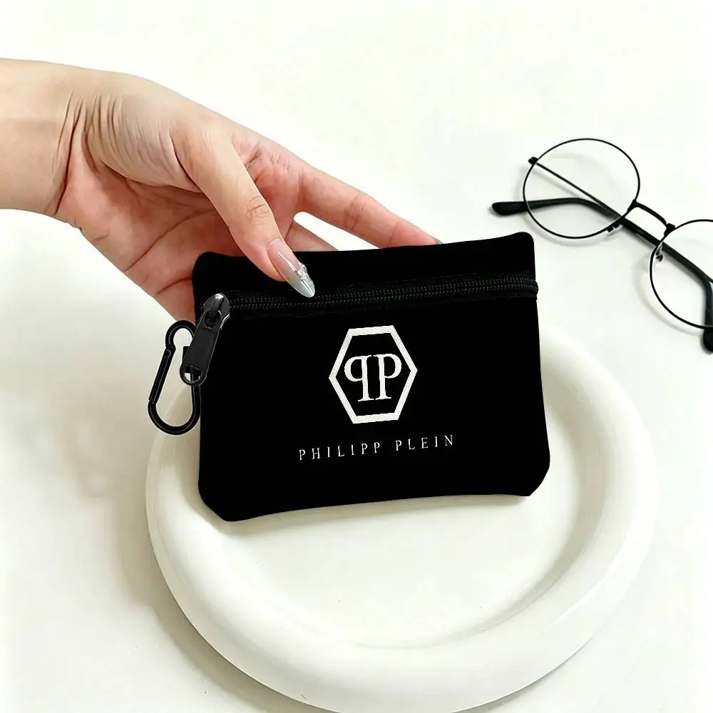 P-Philipp-Plein Flashy-Luxury Mini-Geldbörse aus Oxford-Gewebe mit Karabinerhaken, tragbare Schlüssel- und Kartenbörse, kleine Reißverschlussbörse – Detail 9