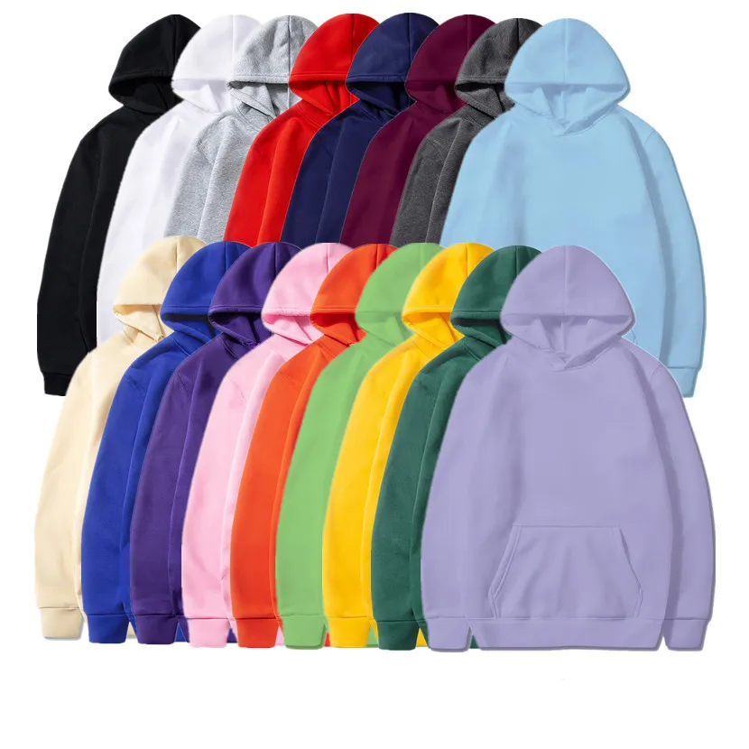 2024 New Men's and Women's Solid Color Pocket Hoodies Sports Fitness Sweatshirts Fashionable Casual Pullovers Multi Color S-3XL