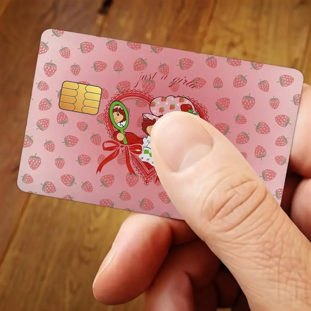 Cute S-Strawberry Cartoon S-Shortcake-S Credit Card Skin Stickers For Bank Card Bus Metro Cards Anti-Scratch Gift 4PCS