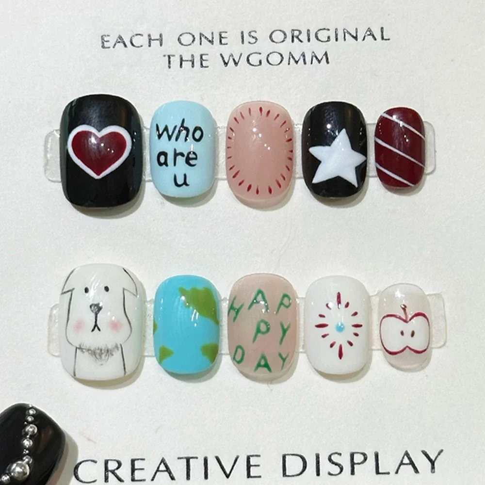 10 шт., кошачий глаз, бабочка, ручная работа, милый пресс на ногтях, многоразовый красочный цветок, стразы, жемчуг, искусственные накладные ногти, подарок для девочки