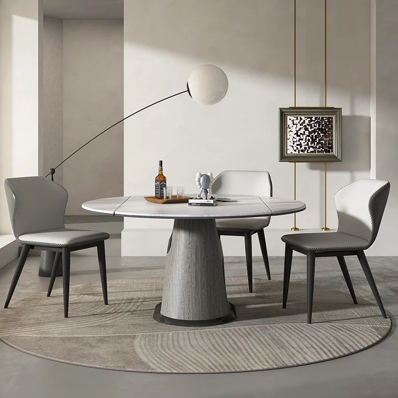 

Dining table variable round table modern simple household microcrystalline stone dining table light luxury folding