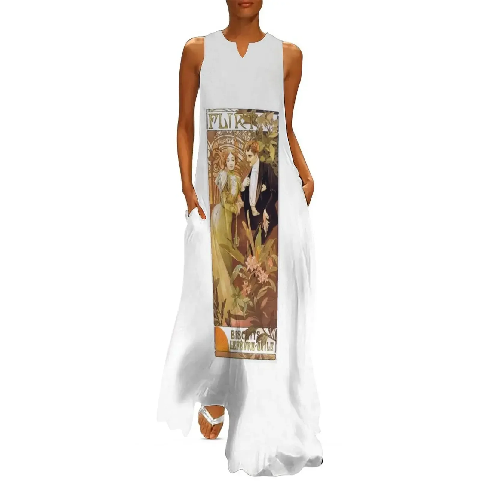 

Vintage Alphonse Mucha - Flirt - c1900 Art Nouveau Long Dress Woman clothes women's summer dress 2025 Women's skirt Dress