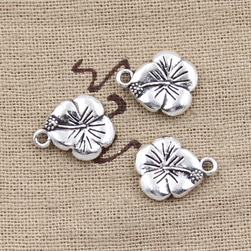 20pcs Charms Double Sided Flower 16x13mm Antique Silver Color Plated Pendants Making DIY Handmade Tibetan Silver Color Jewelry