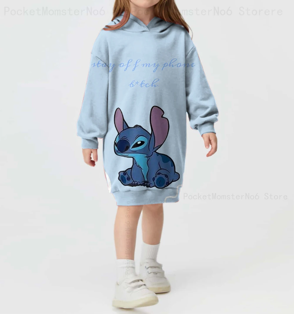 Baby girl new cute Stitch cartoon sweater skirt 2024 Disney print simple fashion casual autumn and winter pullover