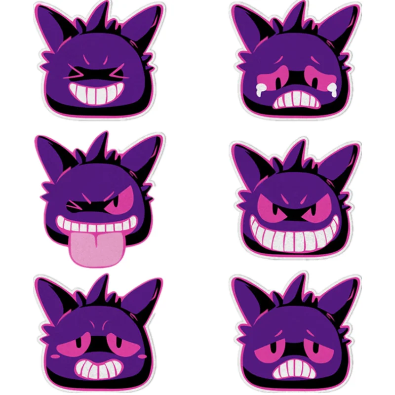 Pokemon Anime Gengar Expression Sticker Cute Car Decoration Sticker Motorcycle Helmet Reflective Sticker Children\'s Toy Gift