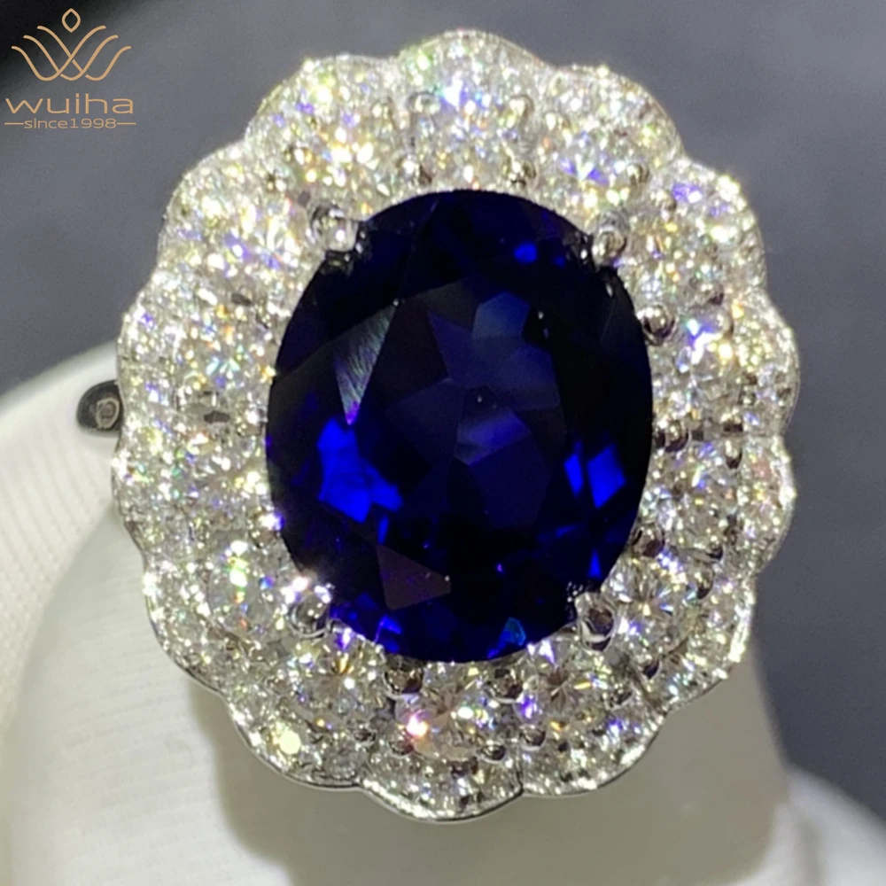 

WUIHA 100% 9K Gold 3EX 4.59CT GRC Vivid Sapphire Gemstone Engagement Anniversary Rings for Women Gift Fine Jewelry Drop Shipping