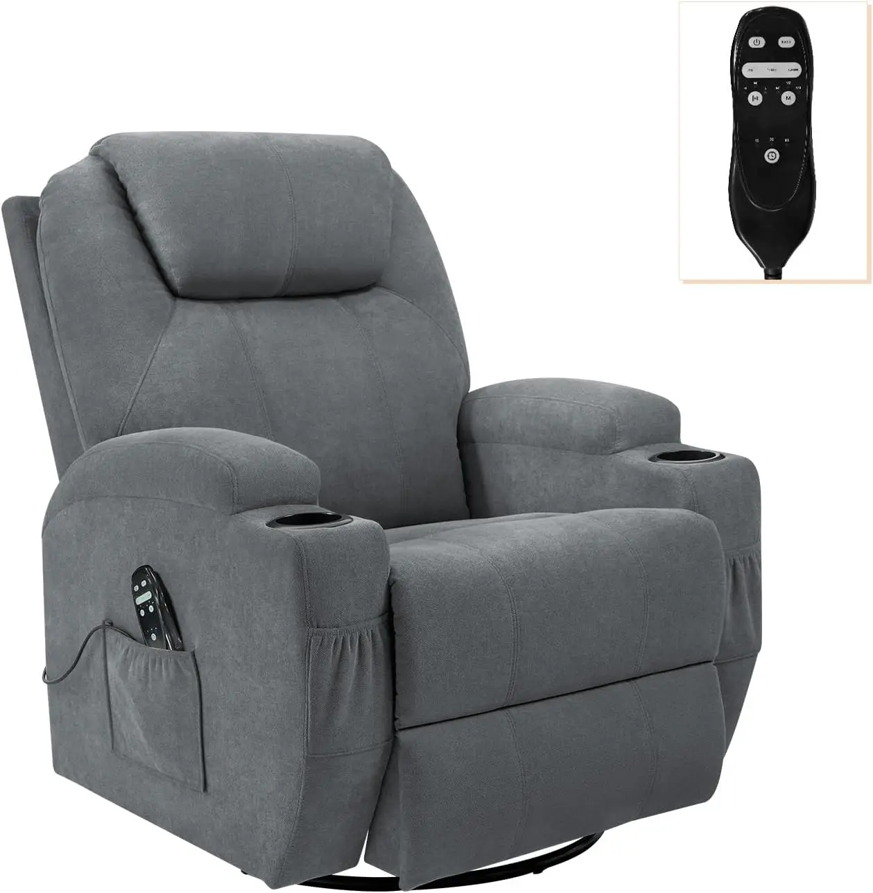 Rocking Chair Recliner Chair with Massage Swivel Ergonomic Lounge Chair Classic Single Sofa with 2 Cup Holders