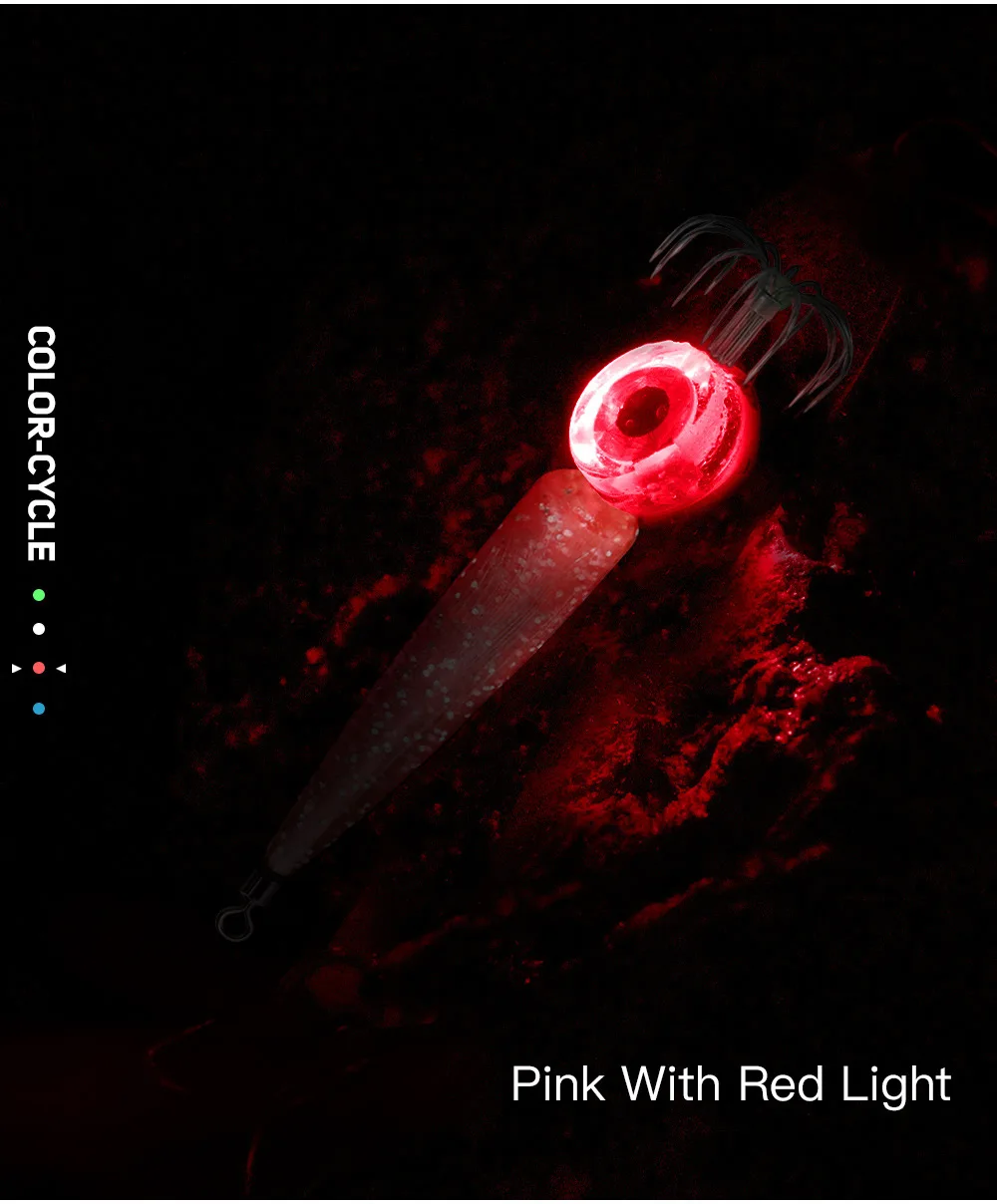 Angelköder, 5 g, Tintenfischhaken mit LED-Licht, Tintenfisch-Jig-Köder, leuchtender Webfuß, Oktopus, Egi, künstlicher Köder, Tintenfisch, Meeresgerät – Detail 5