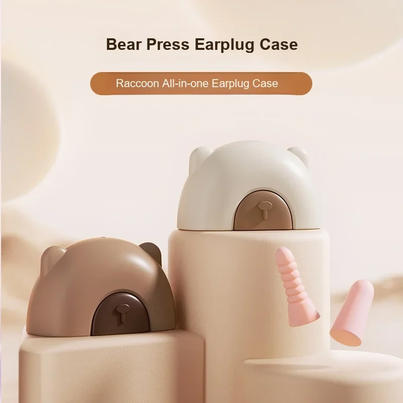 Sleep Study Anti Snoring Disturbance Protective Earplugs Noise Reduction Sound Isolation with Bear Press Shaping Case