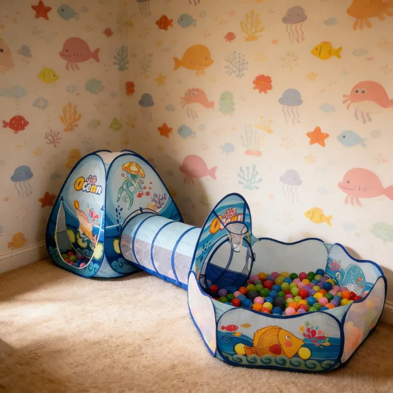 3-in-1-Ballbecken für Kinder, Baby-Laufstall, tragbares Kinderzelt, Bällebad, Krabbeltunnel, Kinderspielplatz, Hofzimmer, lustiges Geschenk für Kleinkinder