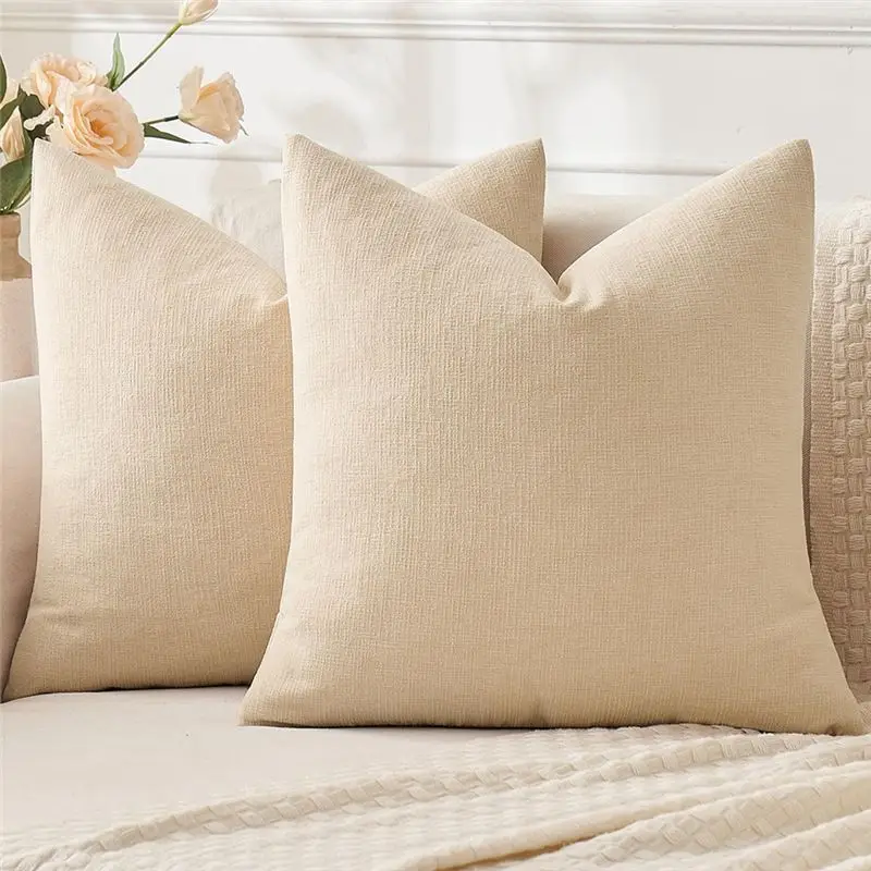 NEW HOT In Stock-For Sofa Farmhouse Style 20X20 Inch Beige Couch Pillow Covers, Set Of 2 Euro Throw Pillows For Living Room Deco