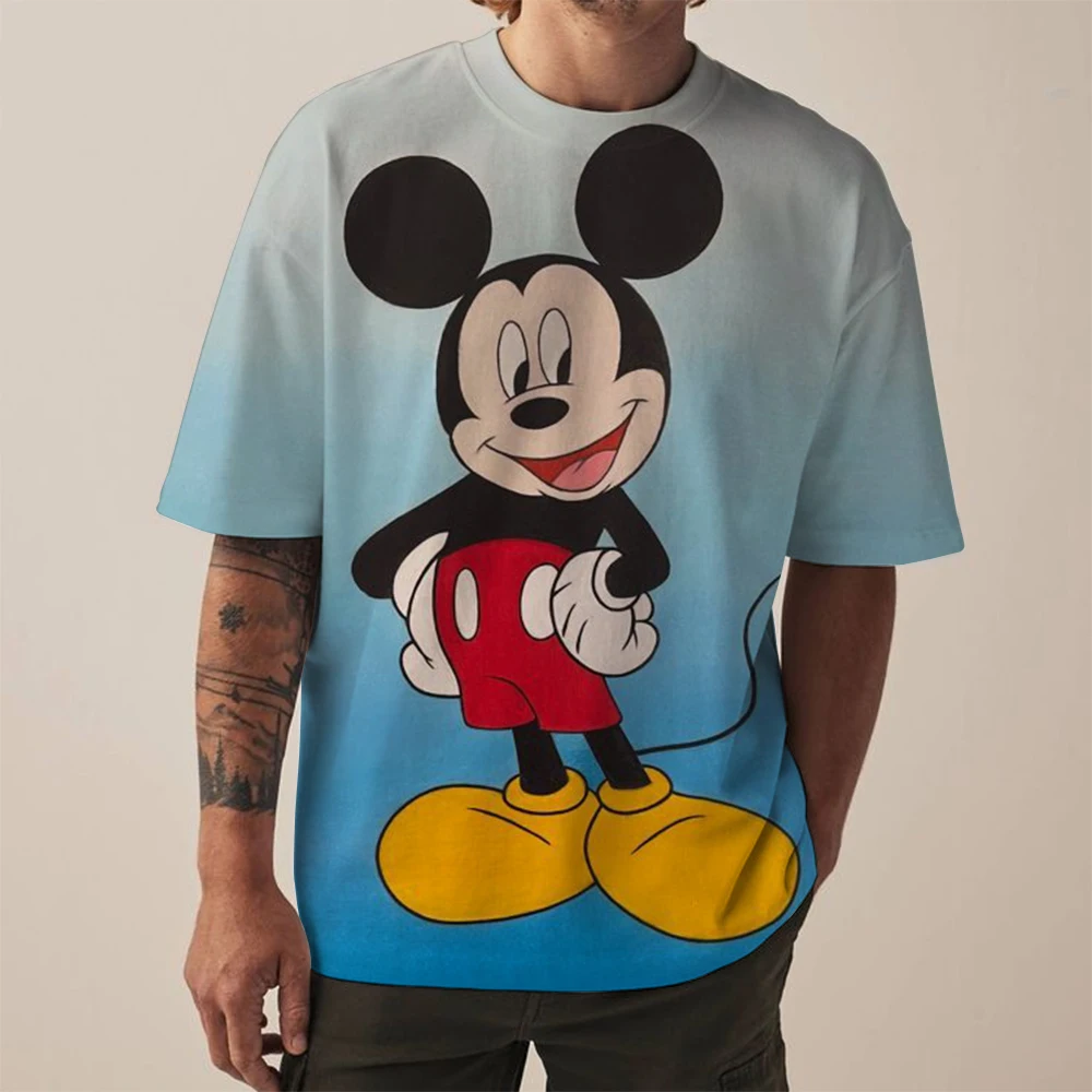 Disney Mickey Mouse print T-shirt Summer Daily Casual Men's Street T-shirt Outdoor Sports Short Sleeve Urban Fashion Men's T-shi