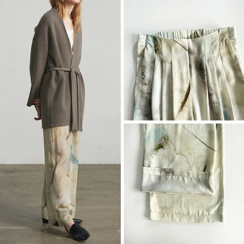 

Withered Wide Leg Pants With Elastic Waistband And Silky Smooth Drape, Casual Pants Woman Clothes Women's Pants And Trousers