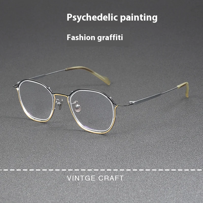 نظارات دائرية صغيرة من التيتانيوم النقي الرجعية مع إطار نظارات طبية متعددة التركيز لقصر النظر ومتعددة التركيز