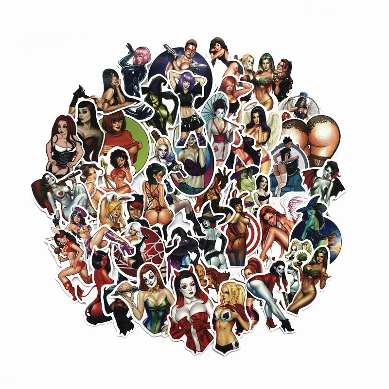 50pcs Sexy Beauty Devil Demon Girls Stickers Devil Girl Graffiti Stickers for DIY Luggage Laptop Skateboard Bicycle Stickers