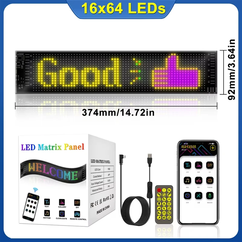 Multifunctional Bright Devil Eyes LED Light for Car Windshield Flexible Programmable Scrolling LED Display Bluetooth APP Control image 3