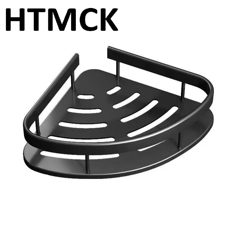 Prateleira de Canto para Banheiro HTMCK 1PC, Sem Furos, Adesiva, Fácil Instalação, Plástico Transparente, Organizador de Chuveiro
