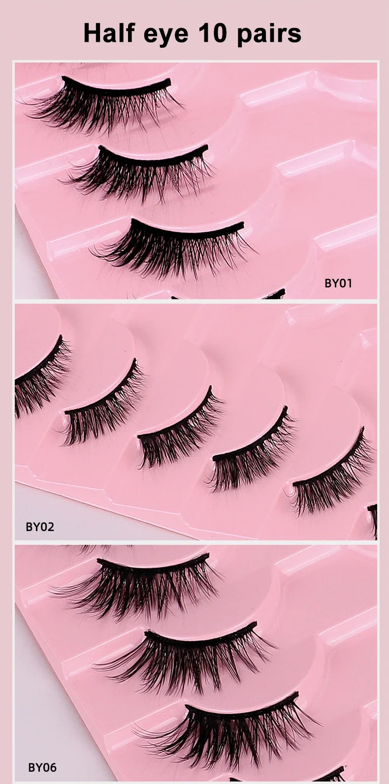 Goodobe Half Eye 10 Paar Natürliche Fuchsaugen-Make-up-Wimpern Süßer Coole Stil Flauschig Geeignet für Leichtes Make-up – Detail 9