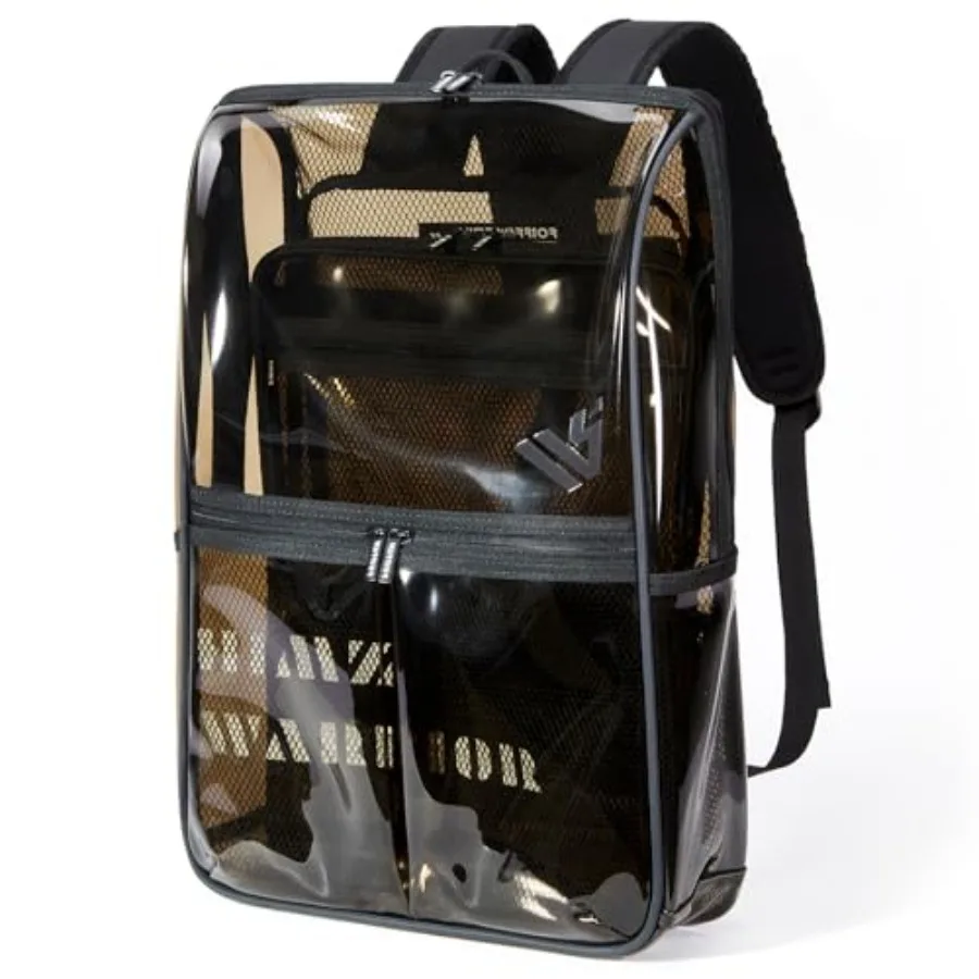 

Unisex Clear Backpack Heavy Duty Large with Transparent Laptop Bag for, Black Plastic Backpacks Events for College Sports