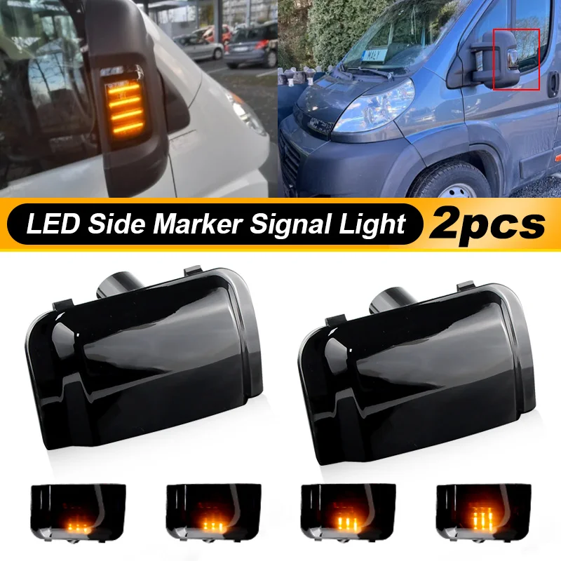 Intermitente LED dinámico para coche, lámpara indicadora de luces de espejo lateral para Peugeot Boxer Fiat Ducato Citroen Jumper RELAY 2006-2019