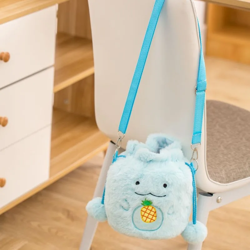 Sumikkogurashi Anime Hobby lagarto camarones fritos dibujos animados bolso cruzado de felpa chica salida bolsa de almacenamiento con cordón regalo de cumpleaños