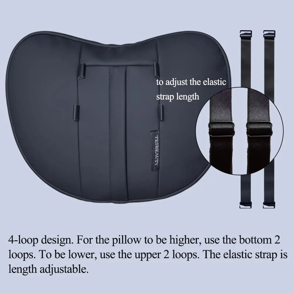 Nappa Leather Headrest Pillow for Tesla - 2 Packs, Uniquely Designed, Black, Neck Support for People Under 5'7\