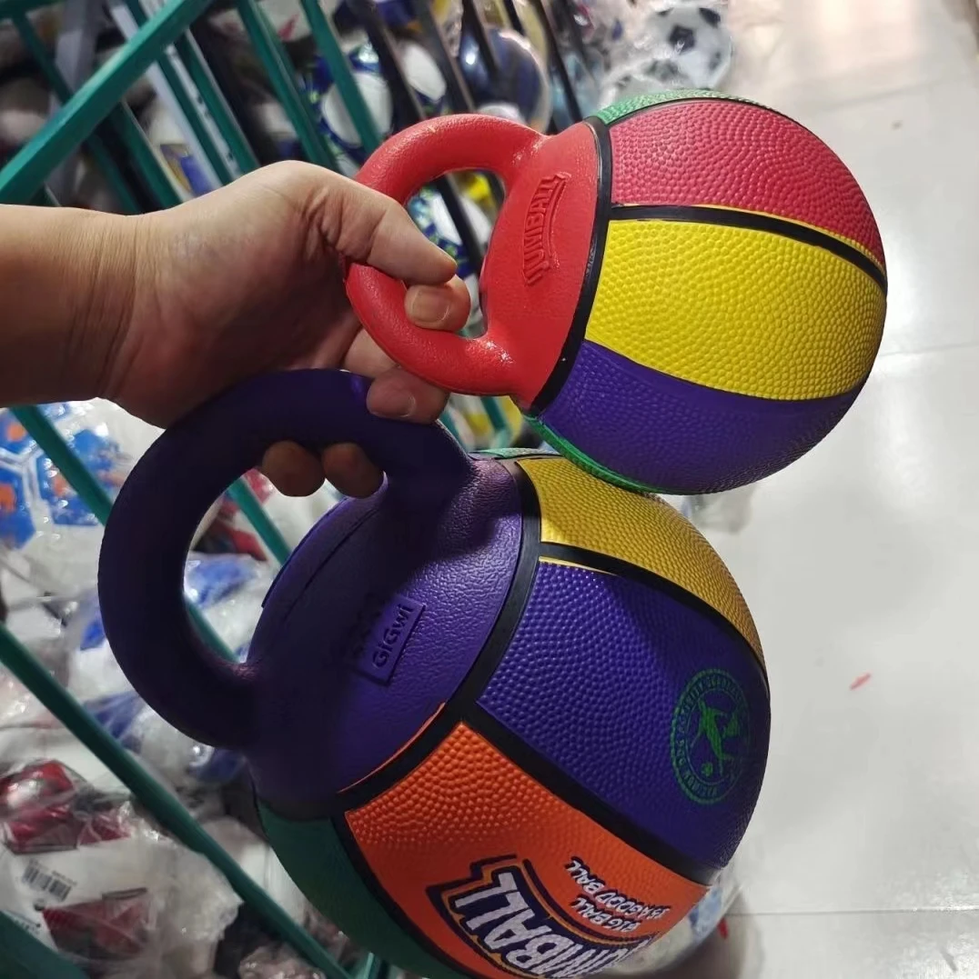 Balle à mordre avec poignée en caoutchouc pour animal de compagnie, jeu coule de basket-ball, jouet d\'entraînement pour chien, grand et petit